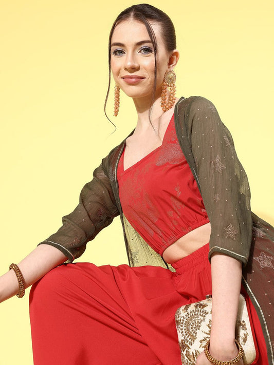 Ahalyaa Printed Co-Ords With Shrug - Swadesiicart