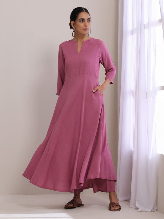 trueBrowns Onion Pink Dobby Anarkali Pant Set | Swadesiicart