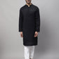 Even Apparels Black Pure Cotton Kurta With Band Collar | Swadesiicart