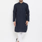 Even Apparels Blue Pure Cotton Kurta With Band Collar | Swadesiicart