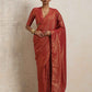 trueBrowns Maroon Gold Metallic Ready To Wear Plus Size Saree | Swadesiicart
