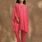 trueBrowns Pink Lehariya Printed Silk Kaftan Co-Ord Set - Swadesiicart