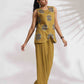 trueBrowns Green Cotton Print Top & Flared Pants Co-ord Set - Swadesiicart