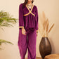 InWeave Women's Wine Mughal Shaan Style Velvet Short Kurta Set - Swadesiicart
