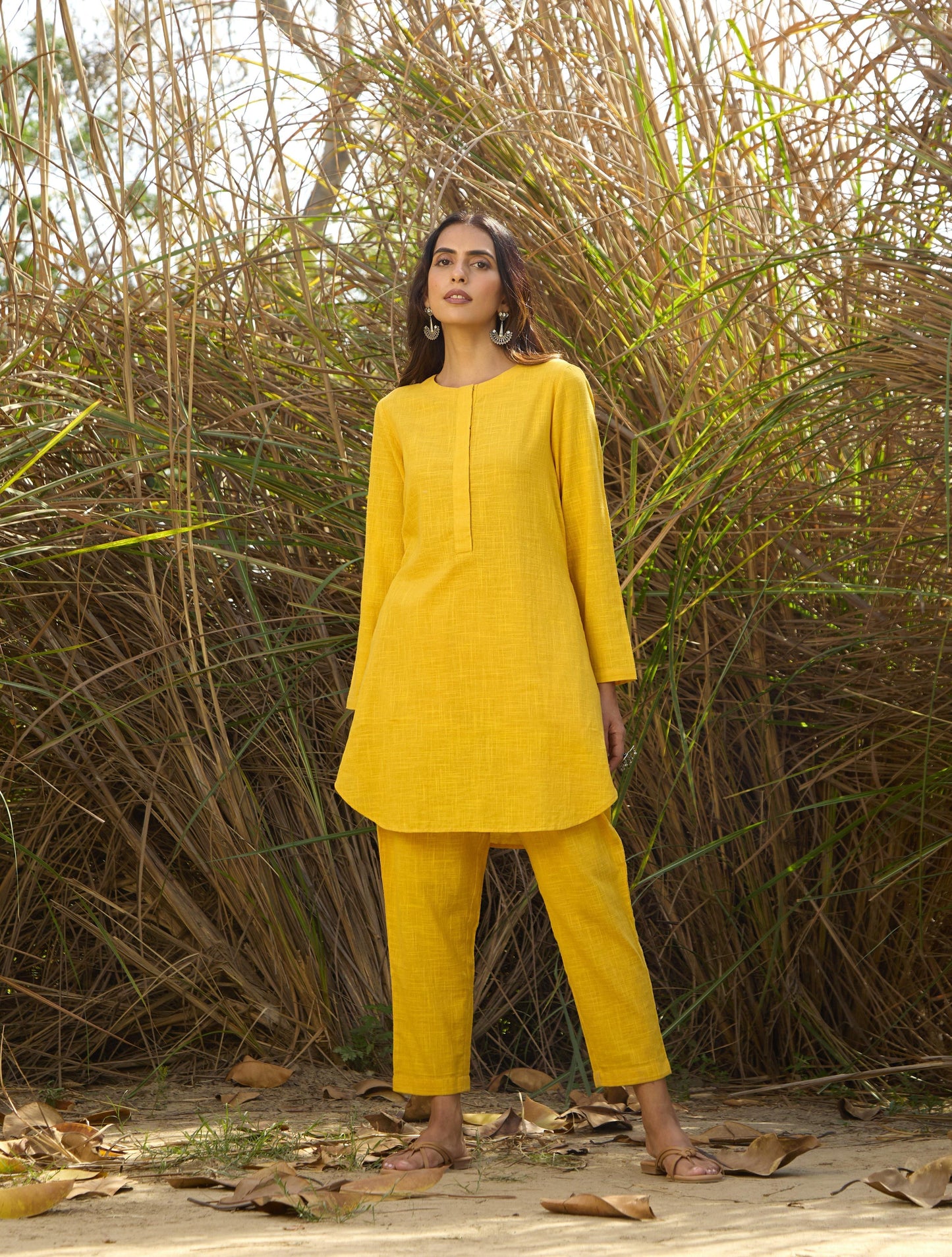 trueBrowns Mustard Cotton Co-ord Set - Swadesiicart