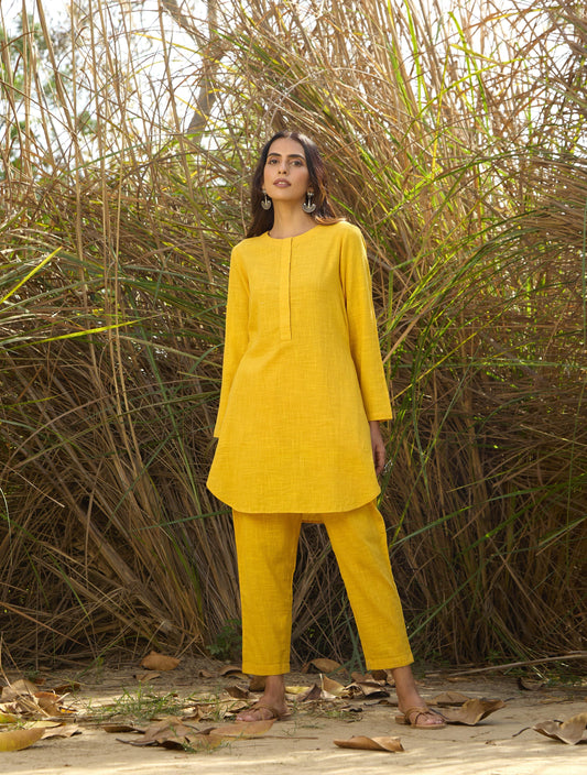 trueBrowns Mustard Cotton Co-ord Set - Swadesiicart