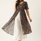 InWeave Women's Black Bandhani Georgette Front Slit Kurta Set - Swadesiicart