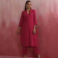 trueBrowns Magenta Cotton Dobby Kurta Set | Swadesiicart