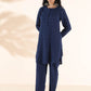 trueBrowns Blue Cotton Dobby Relaxed Co-ord Set - Swadesiicart