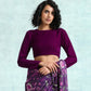 trueBrowns Wine Velvet With Print Detail Blouse | Swadesiicart