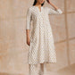 trueBrowns Multi Color Floral Booti Print Cotton Flared Kurta Pant Set | Swadesiicart