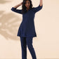 trueBrowns Blue Cotton Dobby Regular Co-ord Set - Swadesiicart