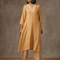 trueBrowns Beige White Flared Printed Silk Kurta Pant Set | Swadesiicart