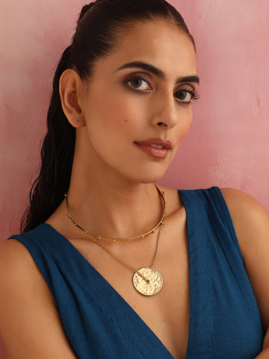 trueBrowns Brass Circular Layererd Necklace | Swadesiicart