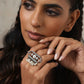 trueBrowns Silver Tone Pearl Drop Ring | Swadesiicart