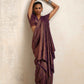 trueBrowns Purple Gold Lurex Ready To Wear Saree | Swadesiicart