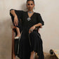 trueBrowns Black Crinkle Anarkali Flared Kurta Set | Swadesiicart