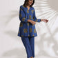 trueBrowns Blue Cotton Print Top & Pants Co-ord Set - Swadesiicart