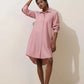trueBrowns Pink Cotton Linen Dress | Swadesiicart