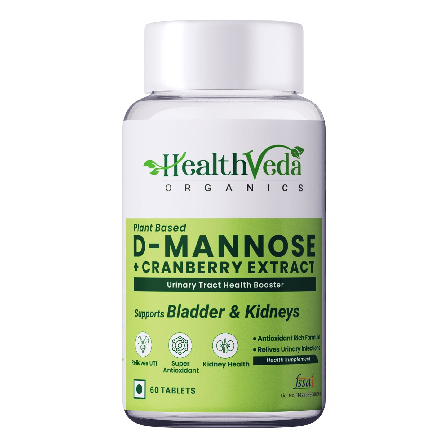 Health Veda Organics D-Mannose + Cranberry Extract Tablets - Swadesiicart