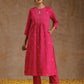 trueBrowns Pink Gold Cotton Yoke Kurta Set | Swadesiicart