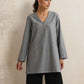 trueBrowns Grey Winter High Slit Top | Swadesiicart