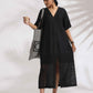 trueBrowns Black Cotton Schiffli Slit Dress | Swadesiicart