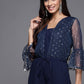 Ahalyaa Printed Bell Sleeves Crepe Basic Jumpsuit With Waist Tie-Ups | Swadesiicart