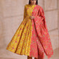 trueBrowns Sunshine Yellow Overall Floral Block Print Cotton Kurta Pant Dupatta Set | Swadesiicart