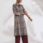 trueBrowns Beige Cotton Geometric Print Shirt Kurta Set | Swadesiicart
