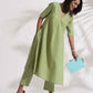 trueBrowns Green Slub Kurta Set | Swadesiicart
