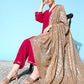 InWeave Women's Fuschia Velvet Kurta Set With Grey Gold Georgette Dupatta - Swadesiicart