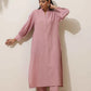 trueBrowns Pink Cotton Linen Kurta Pant Set | Swadesiicart