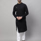 Even Apparels Black Pure Cotton Kurta With Band Collar | Swadesiicart