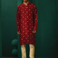 trueBrowns Men's Maroon Diamond Viscose Silk Long Kurta | Swadesiicart