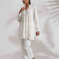 trueBrowns Off-White Cotton Embroidered A-line Co-ord Set - Swadesiicart