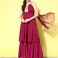 InWeave Women's Maroon Gota Insert Neckline Sharara Set - Swadesiicart