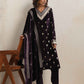 trueBrowns Wine Velvet Floral Embroidered Kurta Pant Dupatta Set | Swadesiicart