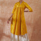 InWeave Women's Mustard Mirror Work Flared Kurta - Swadesiicart