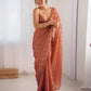 Lorenvalley Fashion Peach NC Chiffon Square with fancy Lace Saree with Blouse - Swadesiicart