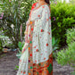 Lorenvalley Fashion Premium White Dola Silk Embroidery and Diamond work with Jacquard Lace Border Saree - Swadesiicart