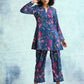 trueBrowns Blue Printed Velvet Co-Ord Set - Swadesiicart