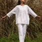 trueBrowns White Cotton Embroidered Relaxed Co-ord Set - Swadesiicart