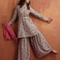 trueBrowns Off White Geometric Print Sharara Set | Swadesiicart