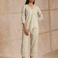 trueBrowns Green Buta On Off-White Block Print Cotton Co-Ord Set - Swadesiicart