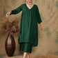 InWeave Women's Pine Green Lurex Flared V Neck Kurta Palazzo Set - Swadesiicart