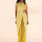 trueBrowns Lime Muslin Ikat Saree | Swadesiicart