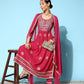 InWeave Women's Pink Nyra Cut Embroidered Kurta Set With Dupatta - Swadesiicart