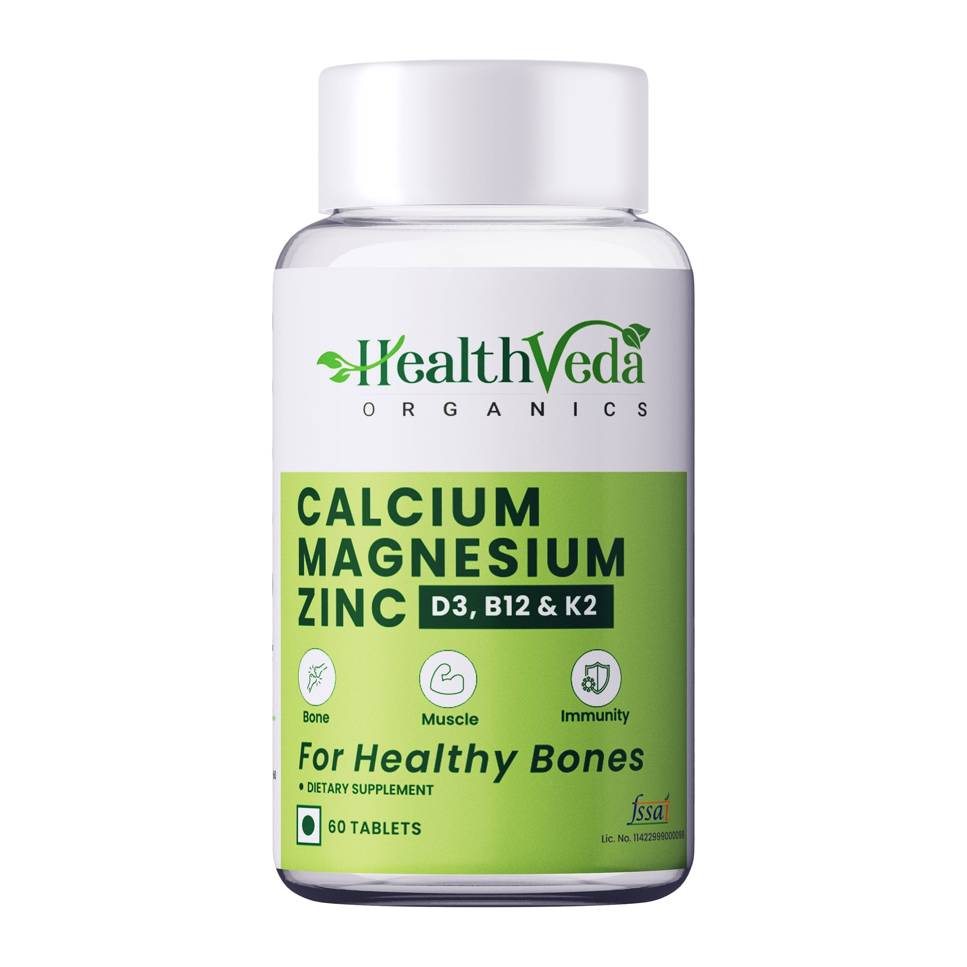 Health Veda Organics Calcium Magnesium & Zinc Vitamin D3 & B12 Tablets - Swadesiicart