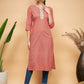 InWeave Women's Coral Blue Boota Print Gota Straight Kurta - Swadesiicart